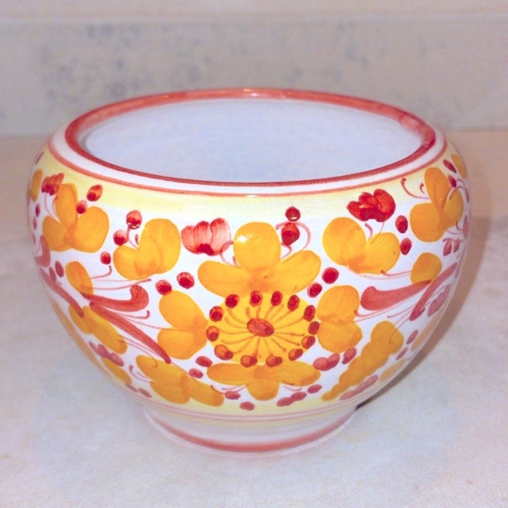 Majolica Vintage Italian Handmade Porcelain Planter by Franpes Signed & Numbered